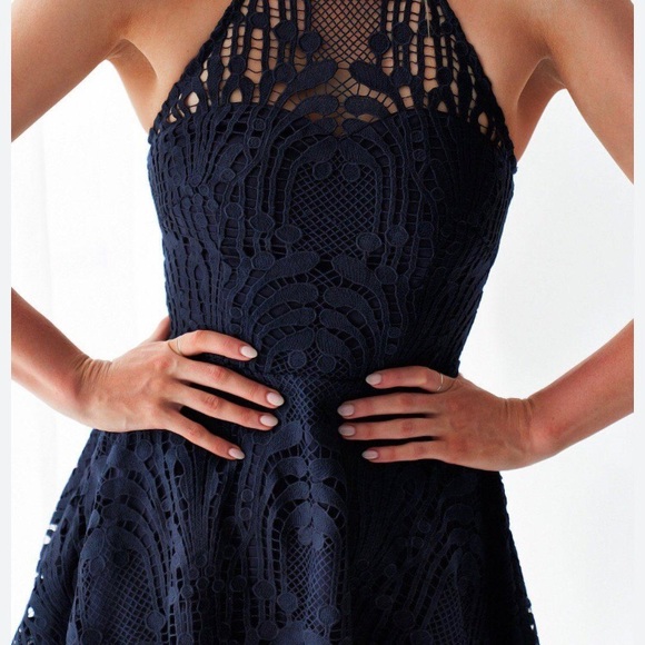 TWO SISTERS THE LABEL TARA DRESS LACE MINI DRESS IN DARK BLUE - Picture 11 of 16